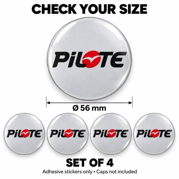 Pilote Doming-Aufkleber für Nabenkappen – 56 mm – 4er-Set