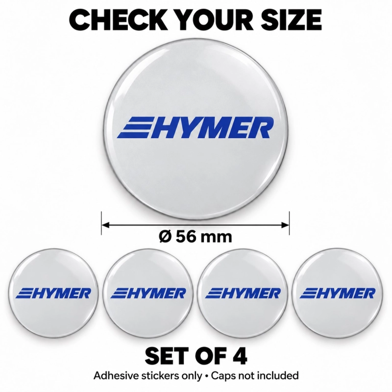 Hymer Doming-Aufkleber für Nabenkappen – 56 mm – 4er-Set