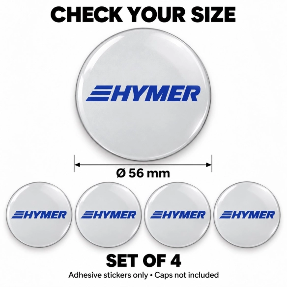 Hymer Doming-Aufkleber für Nabenkappen – 56 mm – 4er-Set