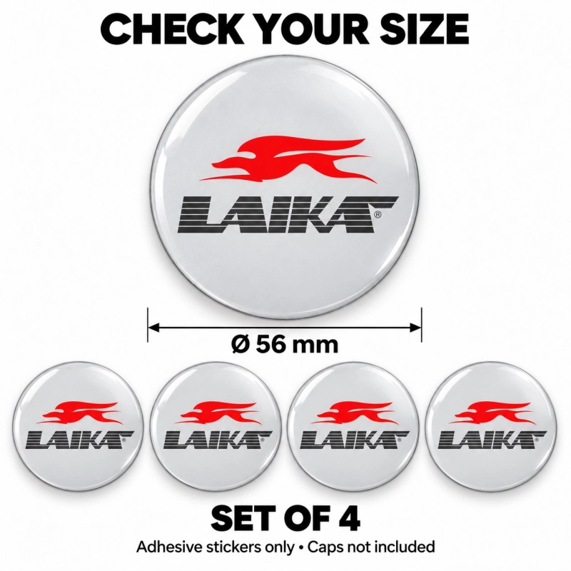 Laika Doming-Aufkleber für Nabenkappen – 56 mm – 4er-Set