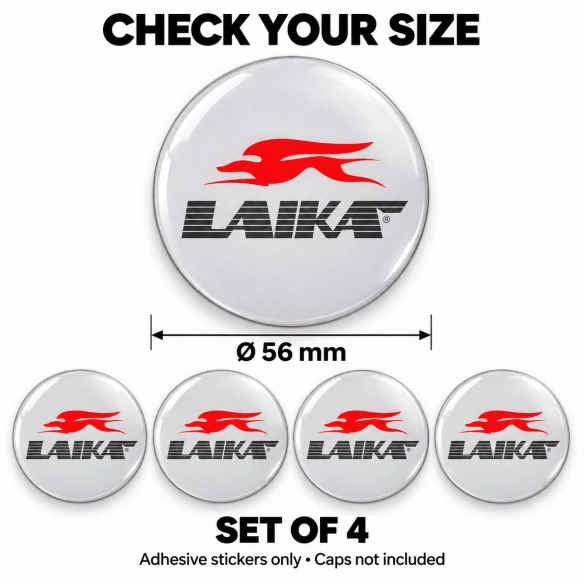 Laika Doming-Aufkleber für Nabenkappen – 56 mm – 4er-Set