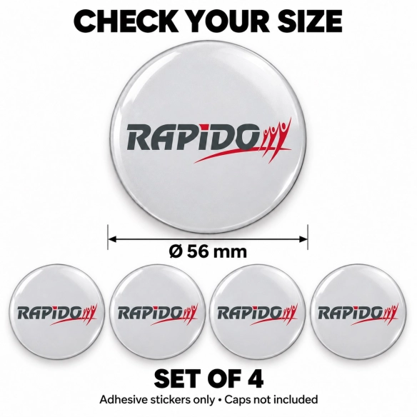 Rapido Doming-Aufkleber für Nabenkappen – 56 mm – 4er-Set