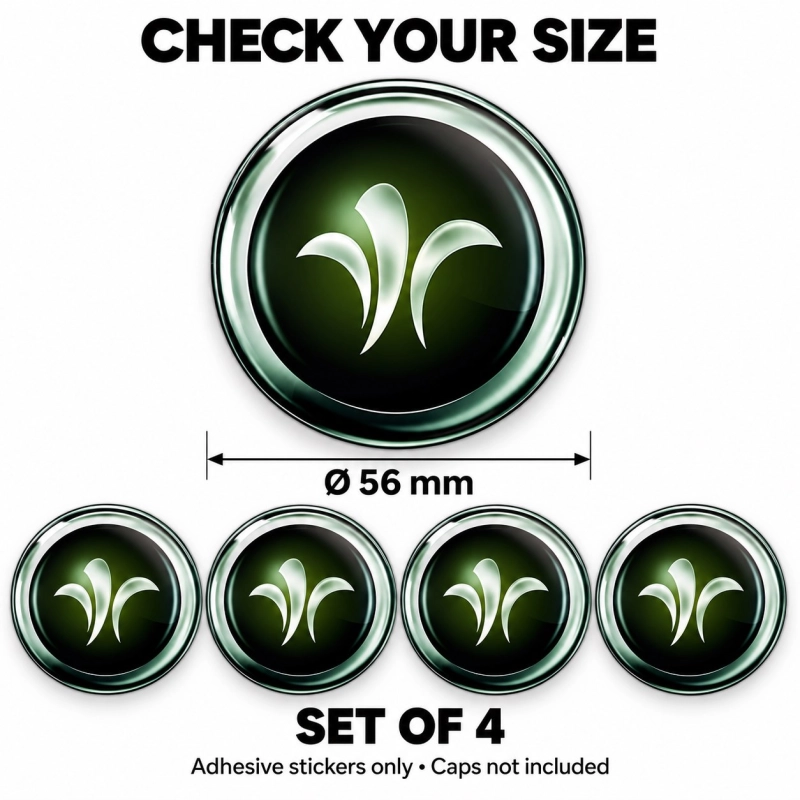 Lilienmotiv Doming-Aufkleber für Nabenkappen – 56 mm – 4er-Set