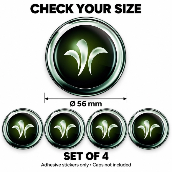 Lilienmotiv Doming-Aufkleber für Nabenkappen – 56 mm – 4er-Set