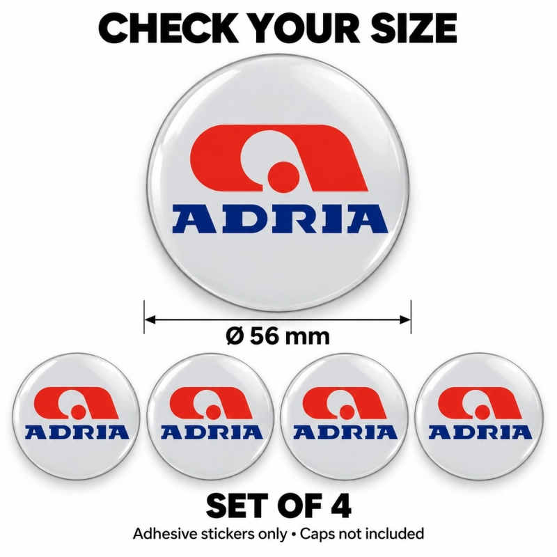 Adria Doming-Aufkleber für Nabenkappen – 56 mm – 4er-Set