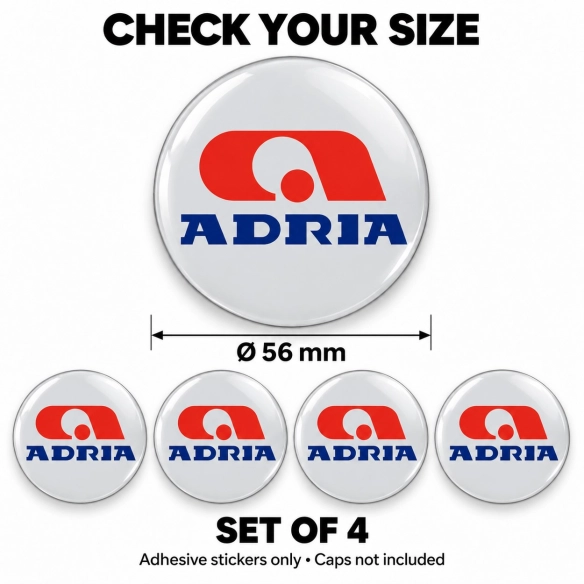Adria Doming-Aufkleber für Nabenkappen – 56 mm – 4er-Set