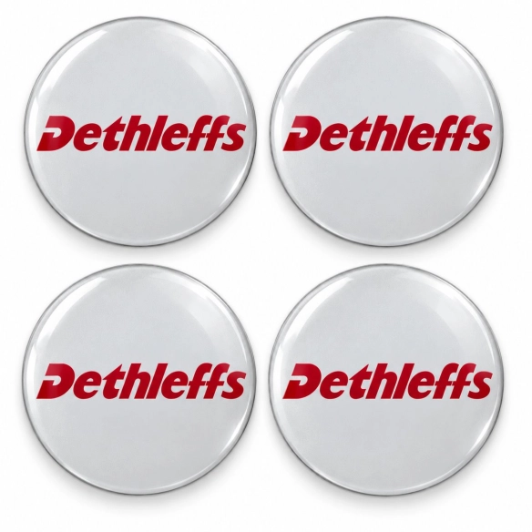 Dethleffs Doming-Aufkleber für Nabenkappen – 56 mm – 4er-Set – Schriftzug