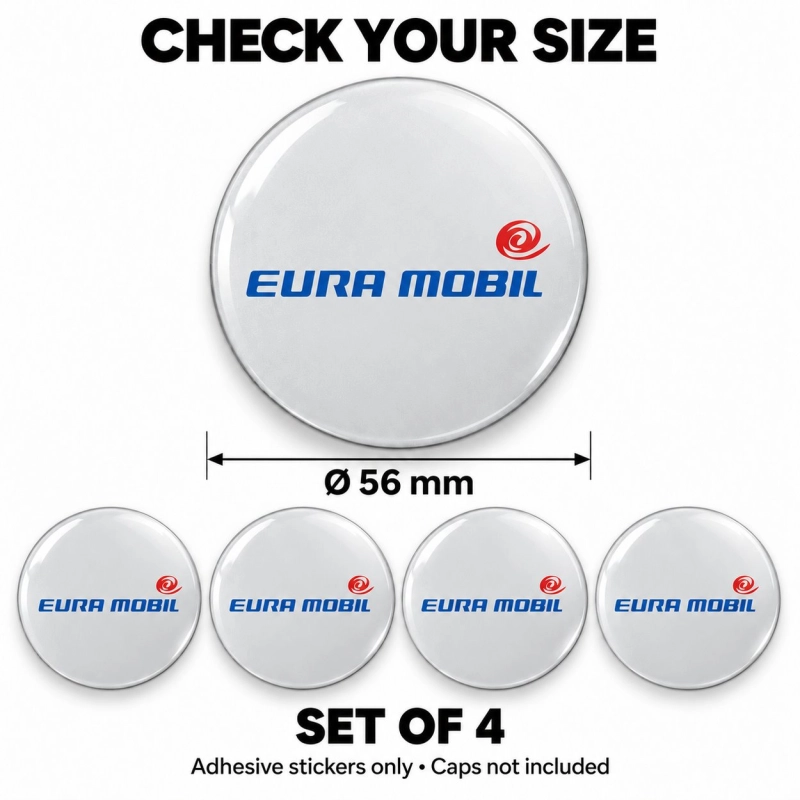 Eura Mobil Doming-Aufkleber für Nabenkappen – 56 mm – 4er-Set
