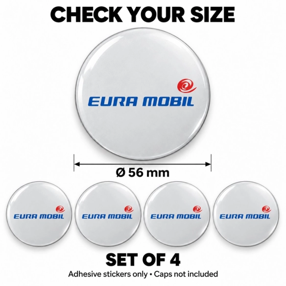 Eura Mobil Doming-Aufkleber für Nabenkappen – 56 mm – 4er-Set