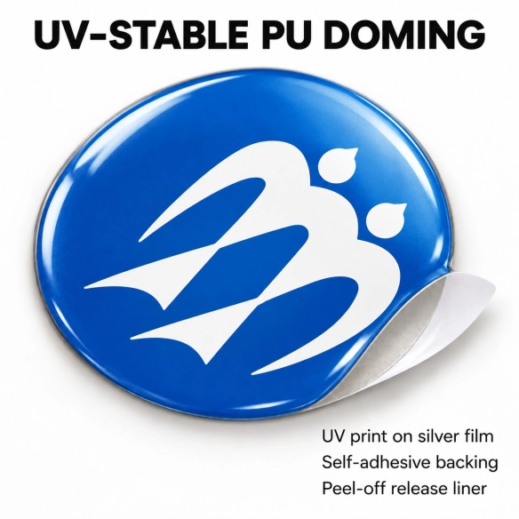 Knaus Doming-Aufkleber für Nabenkappen – 56 mm – 4er-Set – weiße Vögel auf Blau