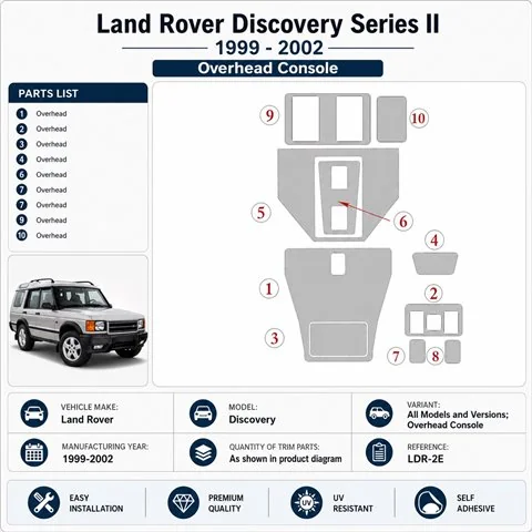 Land Rover Discovery 1999-2002 Overhead Console 3D Armaturenbrett-Dekor-Set