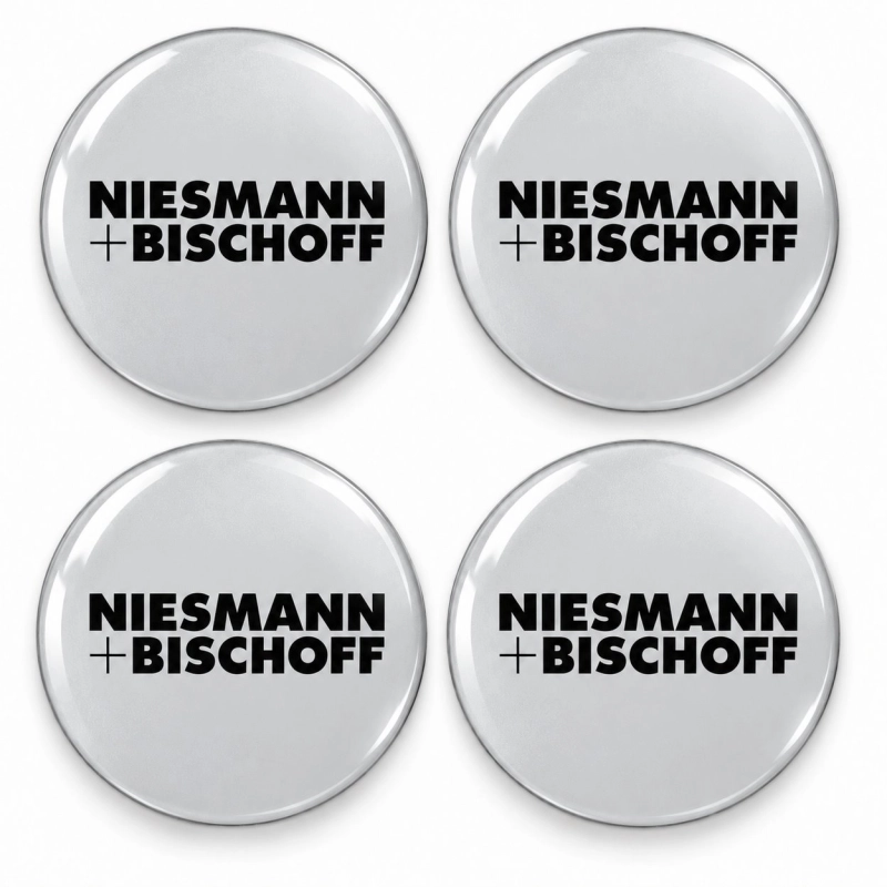Niesmann + Bischoff Doming-Aufkleber für Nabenkappen – 56 mm – 4er-Set