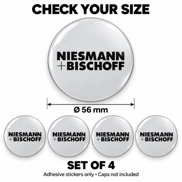 Niesmann + Bischoff Doming-Aufkleber für Nabenkappen – 56 mm – 4er-Set