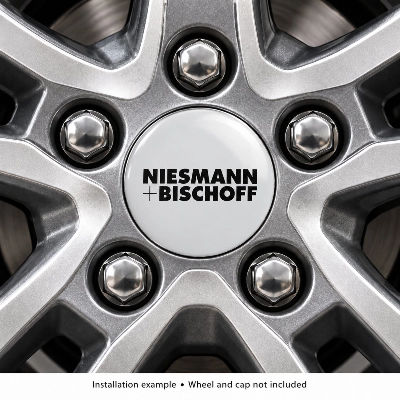 Niesmann + Bischoff Doming-Aufkleber für Nabenkappen – 56 mm – 4er-Set