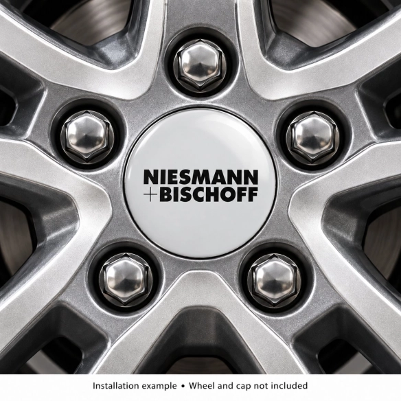 Niesmann + Bischoff Doming-Aufkleber für Nabenkappen – 56 mm – 4er-Set