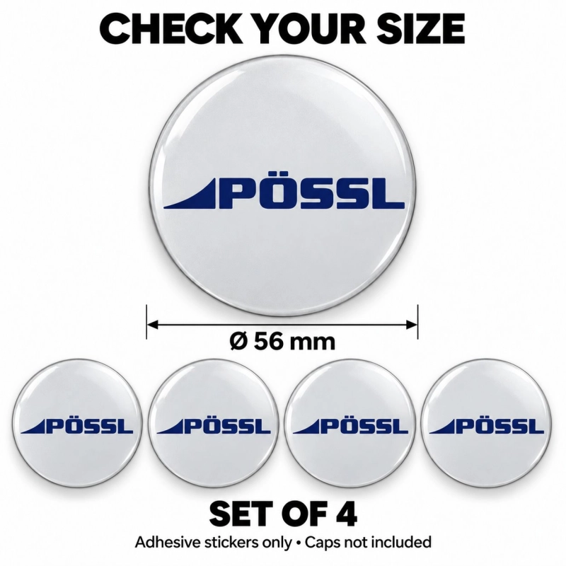 Pössl Doming-Aufkleber für Nabenkappen – 56 mm – 4er-Set