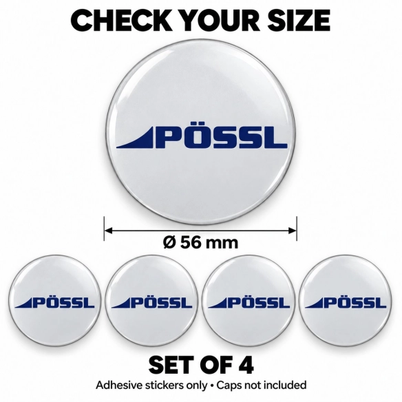 Pössl Doming-Aufkleber für Nabenkappen – 56 mm – 4er-Set
