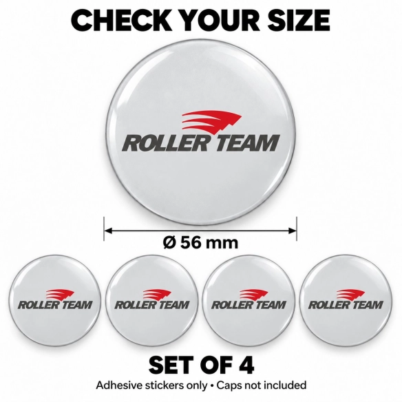 Roller Team Doming-Aufkleber für Nabenkappen – 56 mm – 4er-Set