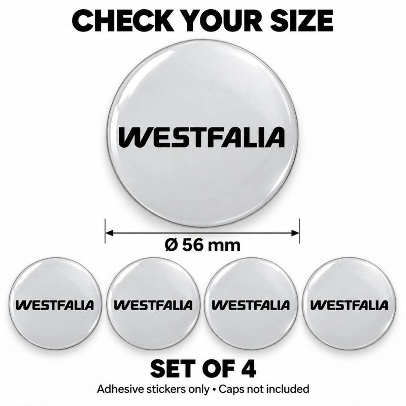 Westfalia Doming-Aufkleber für Nabenkappen – 56 mm – 4er-Set