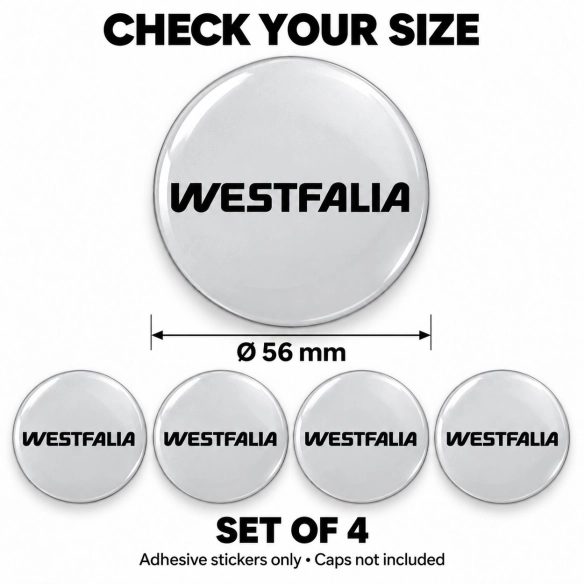 Westfalia Doming-Aufkleber für Nabenkappen – 56 mm – 4er-Set