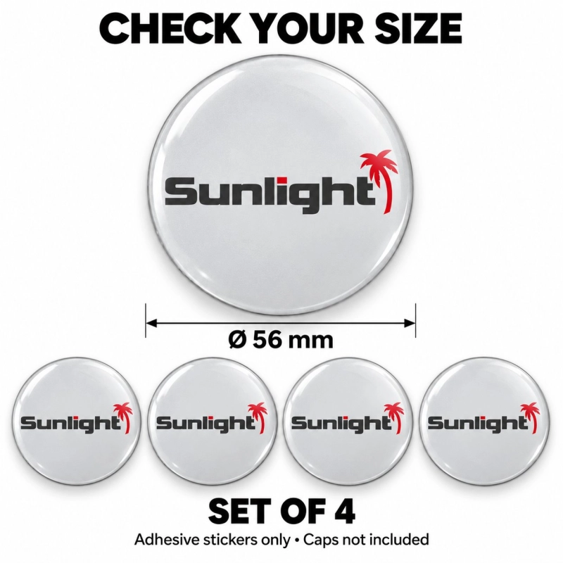 Sunlight Doming-Aufkleber für Nabenkappen – 56 mm – 4er-Set