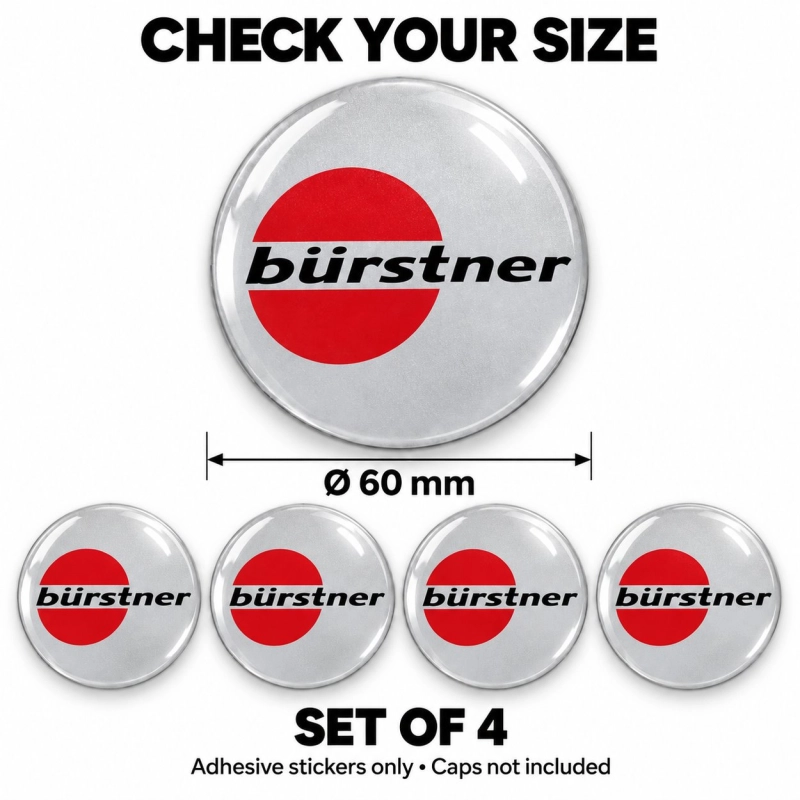 Bürstner Doming-Aufkleber für Nabenkappen – 60 mm – 4er-Set
