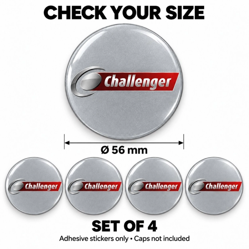Challenger Doming-Aufkleber für Nabenkappen – 56 mm – 4er-Set
