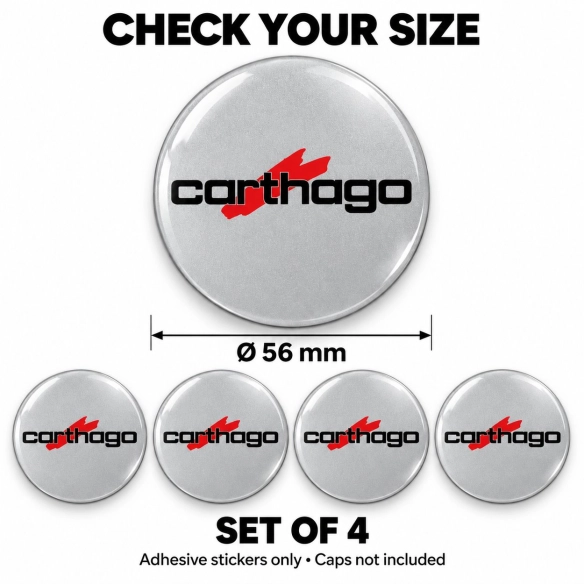 Carthago Doming-Aufkleber für Nabenkappen – 56 mm – 4er-Set