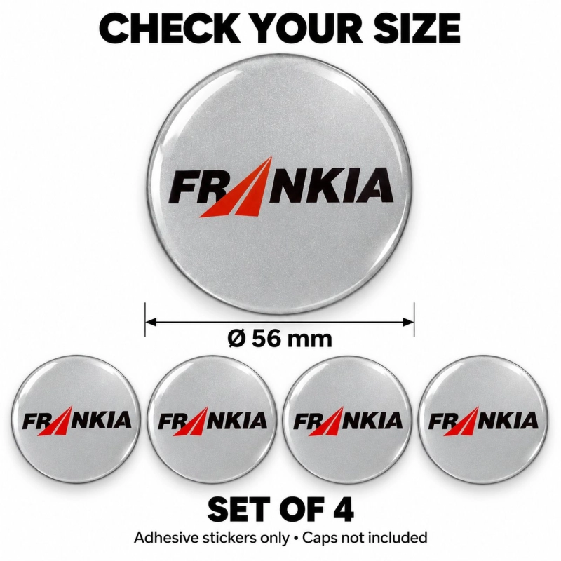 Frankia Doming-Aufkleber für Nabenkappen – 56 mm – 4er-Set