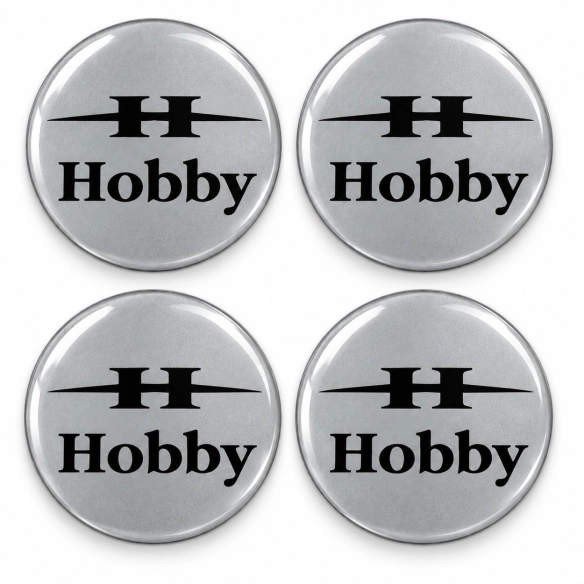 Hobby Doming-Aufkleber für Nabenkappen – 56 mm – 4er-Set – schwarzes H-Logo