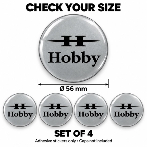 Hobby Doming-Aufkleber für Nabenkappen – 56 mm – 4er-Set – schwarzes H-Logo 2