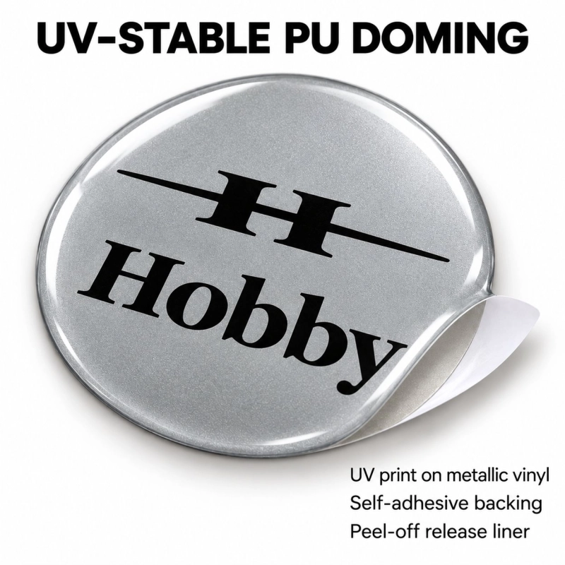 Hobby Doming-Aufkleber für Nabenkappen – 56 mm – 4er-Set – schwarzes H-Logo