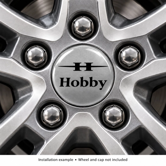 Hobby Doming-Aufkleber für Nabenkappen – 56 mm – 4er-Set – schwarzes H-Logo