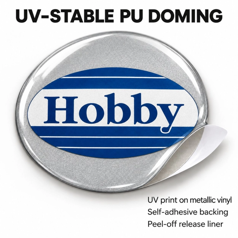 Hobby Doming-Aufkleber für Nabenkappen – 56 mm – 4er-Set – blaues ovales Logo