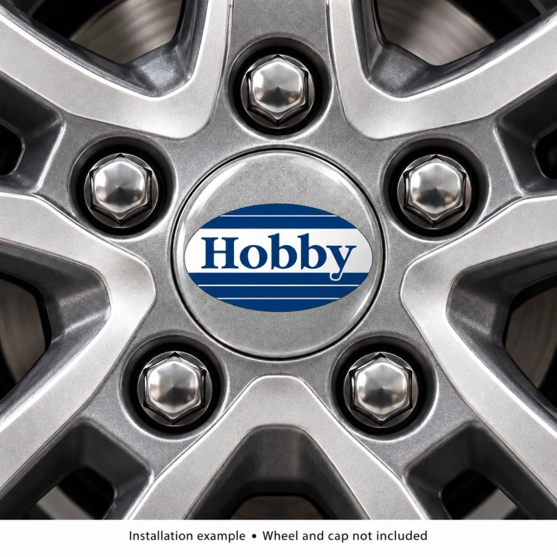 Hobby Doming-Aufkleber für Nabenkappen – 56 mm – 4er-Set – blaues ovales Logo