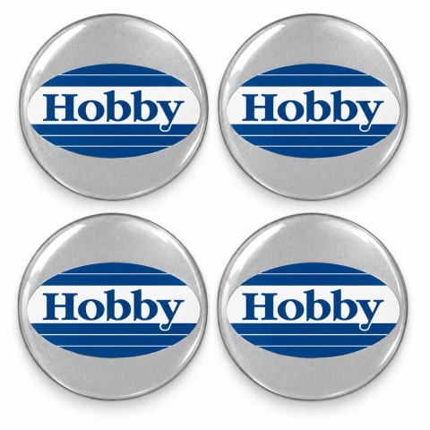 Hobby Doming-Aufkleber für Nabenkappen – 56 mm – 4er-Set – blaues ovales Logo