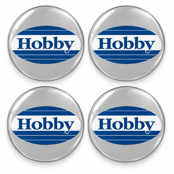 Hobby Doming-Aufkleber für Nabenkappen – 56 mm – 4er-Set – blaues ovales Logo
