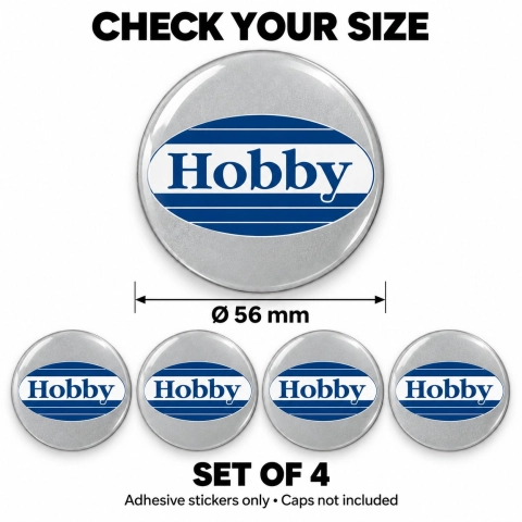 Hobby Doming-Aufkleber für Nabenkappen – 56 mm – 4er-Set – blaues ovales Logo 2