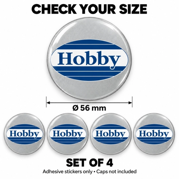 Hobby Doming-Aufkleber für Nabenkappen – 56 mm – 4er-Set – blaues ovales Logo