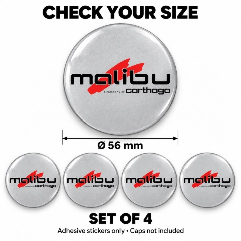 Malibu Doming-Aufkleber für Nabenkappen – 56 mm – 4er-Set 2