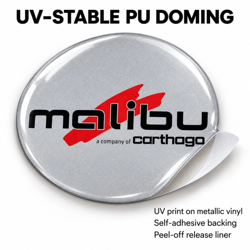 Malibu Doming-Aufkleber für Nabenkappen – 56 mm – 4er-Set
