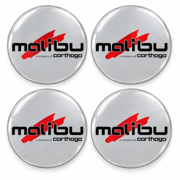Malibu Doming-Aufkleber für Nabenkappen – 56 mm – 4er-Set