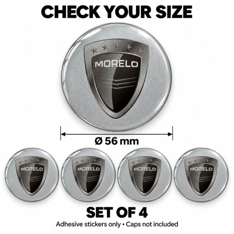 Morelo Doming-Aufkleber für Nabenkappen – 56 mm – 4er-Set
