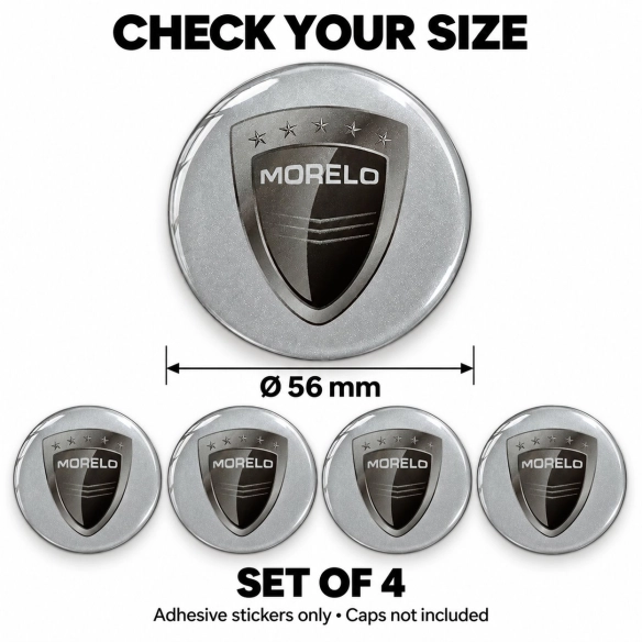 Morelo Doming-Aufkleber für Nabenkappen – 56 mm – 4er-Set