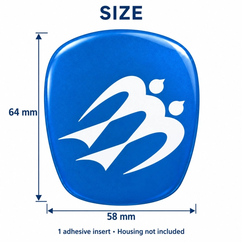 Knaus – selbstklebender Emblem-Einsatz für den Kühlergrill | graue Metallic-Vinylfolie | 64 × 58 mm