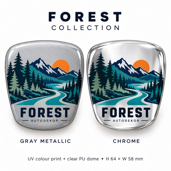 AutoDekor Forest – selbstklebender Emblem-Einsatz für den Kühlergrill | Chromfolie | 64 × 58 mm