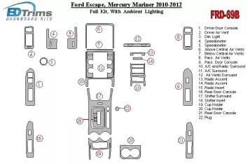 Ford Escape 2010-2012 Voll Satz With lighting Ambient lighting BD innenausstattung armaturendekor cockpit dekor