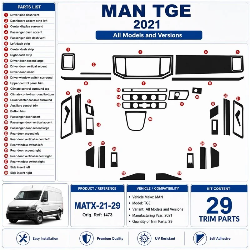 MAN TGE 2021 3D Armaturenbrett-Dekor-Set, 29 Teile