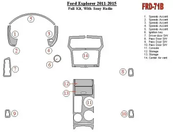 Ford Explorer 2011-UP Voll Satz, With Sony Radio BD innenausstattung armaturendekor cockpit dekor
