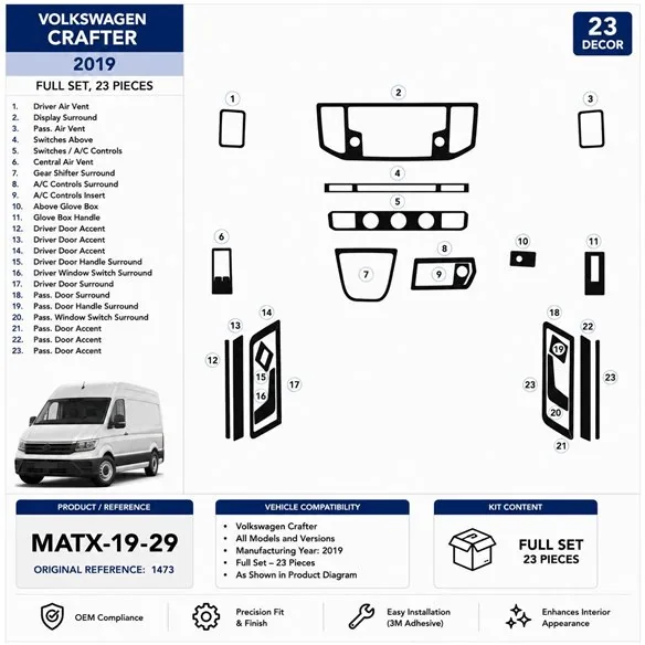 MAN TGE 2019 3D Armaturenbrett-Dekor-Set, 23 Teile
